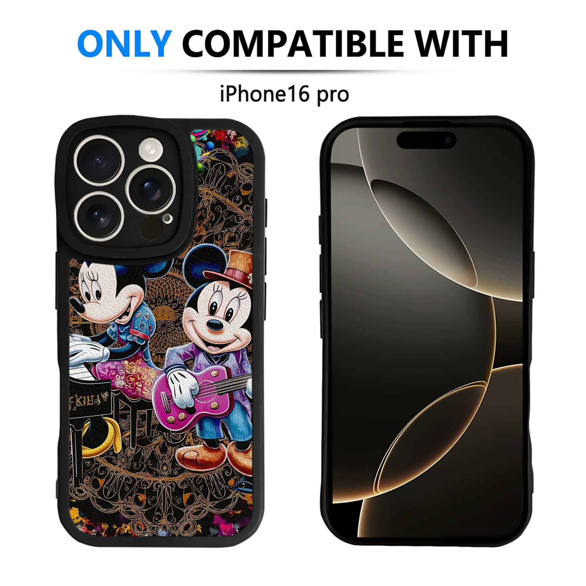 （画像用） ミッキーマウス Mickey Mouse 【iPhone 16シリーズ対応】シリコンスマホケース（レザー調） 材質：シリコン